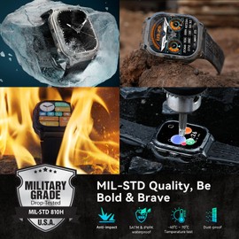 AMAZTIM Smart Watch, 60 Days Extra-Long Battery, 50M Waterproof, Rugged Military Bluetooth Call(Answer/Dial Calls), 2.0" Ultra Large HD Display, AI Voice Assistant (Shiny Black)