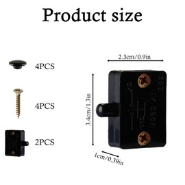 Tabanzhe Cupboard Door Switch-2 Pack Cupboard Door Light Switch 1A 250V Auto Light Control Switch Push to Break Light Door Switch for Cabinet Wardrobe Doors(Black)