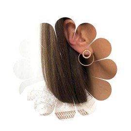 Yheakne Geometric Circle Ear Jackets Earrings Gold Hammered Circle Earrings Vintage Round Stud Earrings Double Sided Earrings Jewellery for Women and Girls, Alloy Steel