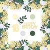 Pack of 200 Green Leaf Birthday Party Table Confetti with Gold 18th Birthday Confetti, Green Leaf Confetti, Dark Green, Light Green, White and Gold Round Confetti