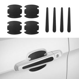 Tecledsn 8PCS Car Door Handle Protector, Car Door Handle Paint Guard Cover, Carbon Fiber Car Door Handle Bowl Sticker, Car Door Handle Leather Anti-Scratch Protective Trim Universal for Cars (Black)