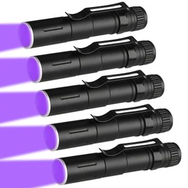 MODOAO Mini UV Taschenlampe mit Stiftclip,UV Licht Schwarzlicht Taschenlampe,Tragbarer Wasserdichter Schwarzlicht Haustiere Urin Detektor für Harzaushärtung, Haustierurinerkennung, Skorpion (5 Pack)