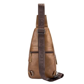 Hebetag Leather Sling Bag Crossbody Backpack for Men Women Outdoor Travel Shoulder Chest Pouch Hiking Camping Casual Pack Daypack (Light Brown)
