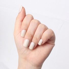 Stbisen Beige Press On Nails Short, Glossy Soft Gel Press On Nails Square with Nail Glue, 15 Sizes - 30 Fake Nails Kit, Thick Natural Reusable Glue On Nails for Women