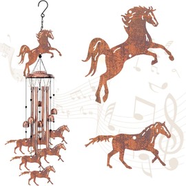 CREATCABIN Wind Chimes Outdoor Horse Trailer Wind Bell Memorial Wind Chimes Sympathy Gifts for Loss of a Loved One Home Garden Patio Porch Yard Beach Hanging Decoration 88 cm