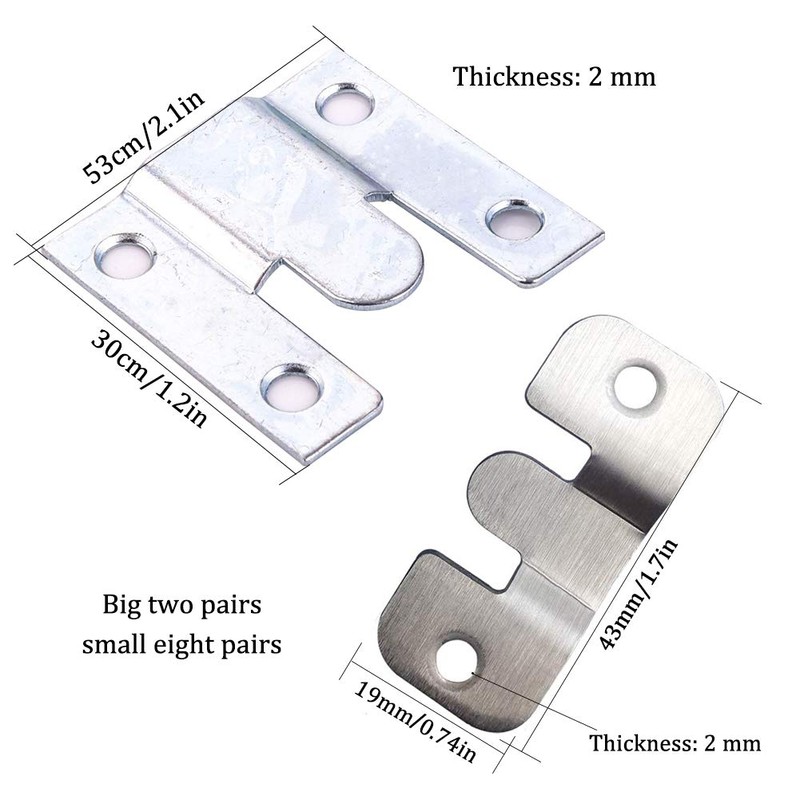 Flush Concealed Mount Bracket, Interlocking Photo Frame Hook, Heavy Duty