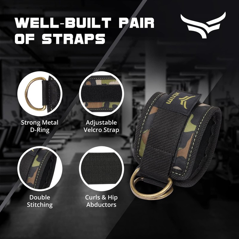 XTRIM Durafit Unisex Stylish Ankle Straps with Metal D-Rings for