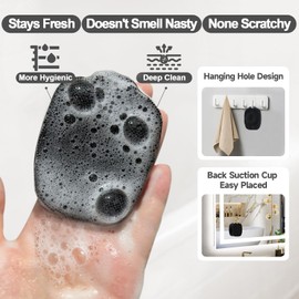 ARIOSOX 2 PCS Face Scrubber, Soft Silicone Face Exfoliator with Suction Cup for Man and Women Deep Skin Clean, Gentle Facial Cleaning Brush Suitable for All Sensitive Skin (Black)