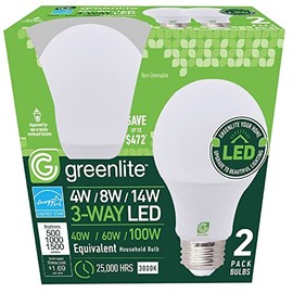 3-Way LED Bulbs 4W/8W/14W 2-Pack
