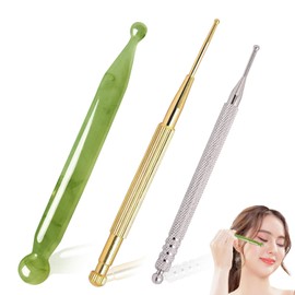 Ear Point Stick, 3-Piece Set, Knock-type, Trappoint Pushing Stick, Positioning, Myofascial Release, Round Tip (Green)