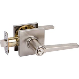 Delaney Hardware Tulina Push Button Entry Lever Square Satin Nickel