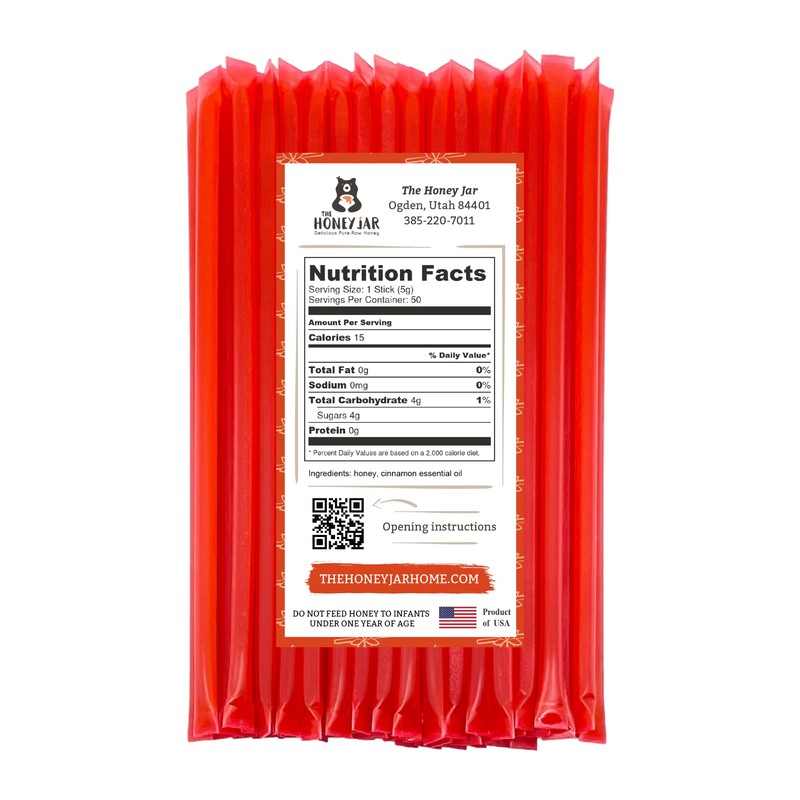 The Honey Jar Cinnamon Flavored Honey Sticks - Pure Honey