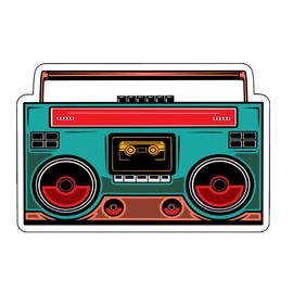 WickedGoodz Retro Boombox Decal - Music Bumper Sticker - for Laptops Tumblers Windows Cars Trucks Walls