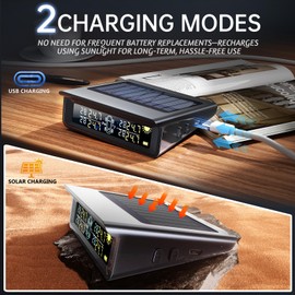 B-Qtech RV Tire Pressure Monitoring System, Trailler TPMS with 4 Tire Sensors & 6 Alarm Modes, Auto on/Off TPMS with Color Display, Support iOS and Android, 0-87PSI for Camper/Truck/SUV/MPV