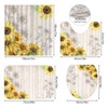 Aprophic Bathroom Sets with Shower Curtain and Rugs -Flower Sunflower