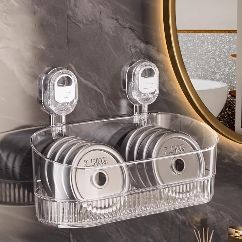 2026 New No-Drill Bathroom Suction Storage Box, Large Capacity Strong