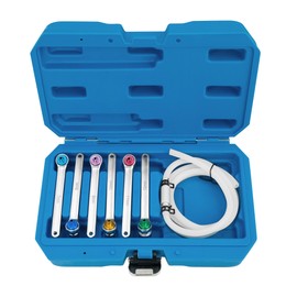 DF DUALFERV Brake Bleeder Wrench Set, 7-12mm 12 Point Brake Fluid Bleeder Kit with Adapter Sockets, including Oil Drain Hose with One-Way Check Valve, Brake Bleeding Tool for Car, Truck, Motorcycle