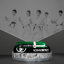 KOMBAT USA Premium Quality Kids Brazilian Jiu Jitsu Belts, Martial Arts BJJ Belts for Boys & Girls with BJJ Ranking Stripes, Green/White, K4