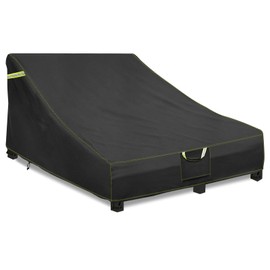 KONWLANG Outdoor Lounge Chair Cover, （84 L x 55 W x 32 H Inch）100% Waterproof Patio Double Chaise Lounge Cover， 600D Heavy Duty Fade-Resistant Patio Seating Covers（black)