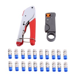 Compression Crimping Pliers Wire Stripper F Connector Coaxial Cable RG6 RG59 Tool Kit Connects RG-6 RG-59 Compression Plug to Coaxial Cable