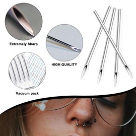 Anghie 50pcs Professional Piercing Needles 12G 14G 16G 18G 20G Mixed Hollow Needles for Body, Ear, Nose, Navel, Lip, Nipple Piercing Kits(50pcs)