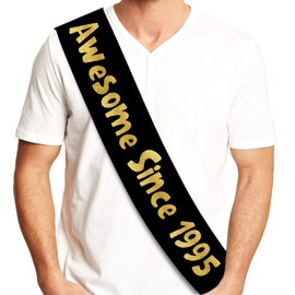 Awesome Since 1995 Black and Gold Sash - Happy 30th Birthday Party Supplies, Ideas and Decorations