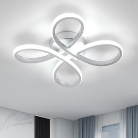 Dorlink Ceiling Lights, Silver Flower Ceiling Light 30W, Creative Flower Shape Chandeliers Ceiling Light for Living Room, Semi Flush Ceiling Light for Bedroom, Kitchen, 6500K Cool White