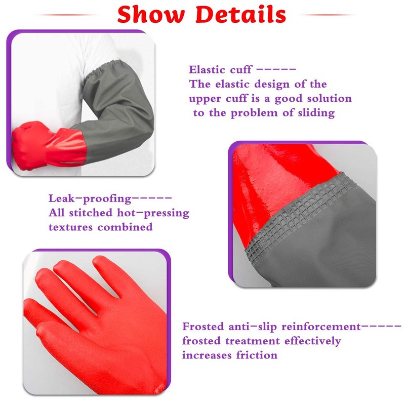 Coopache Waterproof Pond Gloves, Extra Long Sleeve Full Arm Gloves