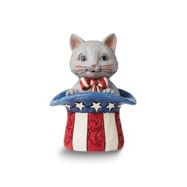 Diamond2Deal Jim Shore Heartwood Creek Mini Patriotic Kitty Stone Resin Figurine