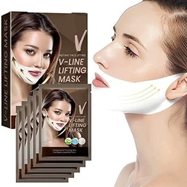 Bluemega V Line Lifting Mask, Máscara Facial de 5 Piezas en Forma de V, Mascarilla Reafirmante V-Line, Mascarilla Elevadora de la Barbilla para las Mujeres y Hombres, Reduce La Papada