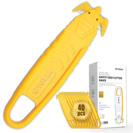40 Pcs Safety Box Cutter T TOVIA Knife of Double-sided Recessed Concealed Blade, Cutter Stainless Steel Package Opener