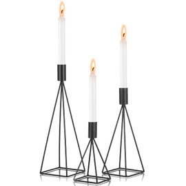 Sziqiqi Kerzenständer Kerzenhalter Kerzenleuchter 3er Set, Metall Deko Kerzenständer in Unterschiedlicher Größe, Vintage Kerzen Ständer Tischdeko für Hochzeit Wohnzimmer Tabelle, Schwarz