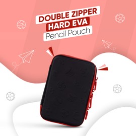 Ofsign Sport Double Layer Pencil Case for Kids, Boys, and Girls, Big Pencil Box with Zippered Mesh Pocket, Pencil Pouch, School Stationery Organiser, black, Pencil case