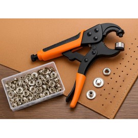 Heavy Duty Snap Fastener Kit – 210PCS Marine Grade Stainless Steel Snap Tool Set for Canvas, Boat Covers, Awnings, Fabric, Tents – Rustproof, Easy Installation, All-in-One Fastener Repair Kit-Orange