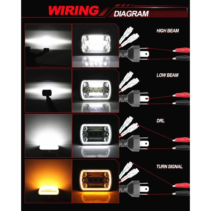 Unbranded Newest Pair 7x6" 5x7" Led Headlight Hi/Lo For International
