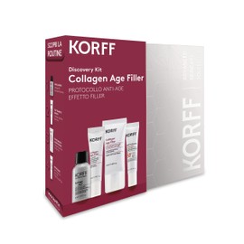 Korff Discovery Kit Collagen Age Filler, Siero Viso 10ml e Crema 20ml, Anti-età Levigante e Rimpolpante con Collagene Marino, Acido Ialuronico, Niacinamide