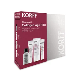 Korff Discovery Kit Collagen Age Filler, Siero Viso 10ml e Crema 20ml, Anti-età Levigante e Rimpolpante con Collagene Marino, Acido Ialuronico, Niacinamide