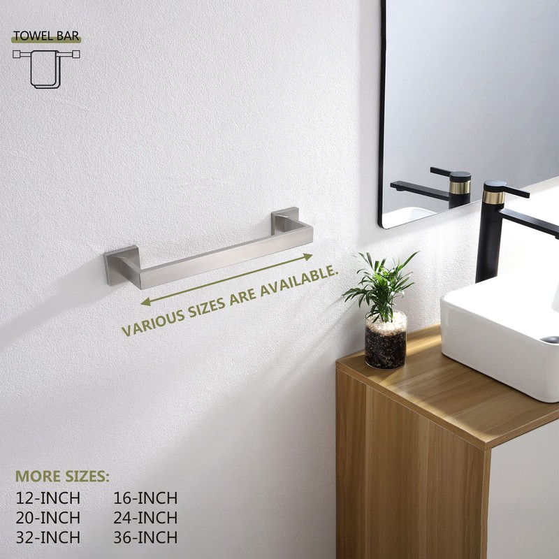 KOKOSIRI 12-Inch Single Towel Bar, Bathroom Kitchen Towel Holder, Wall