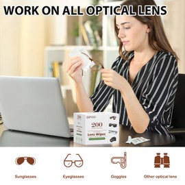 200 Count Lens Wipes for Eyeglasses, Eye Glasses Cleaner Wipes Pre-moistened Individually Wrapped Sracth-Free Streak-Free Eyeglasses Cleaning for Sunglass, Camera Lens, Goggles