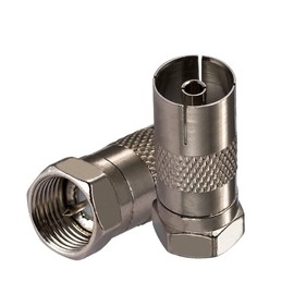 POBADY 2PCS Aerial Coaxial Cable Adapter F Type Male to TV Female Adapter DVB-T T2 Tuner Antenna HD for BK LED 4K 3D UHD