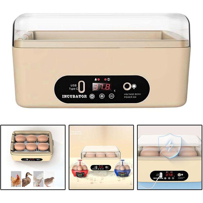 Chicken Egg Incubator, Automatic Egg Hatching Incubator, 4-6 Mini Digital