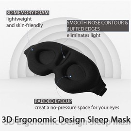 Eye Mask for Lash Extensions, Eyelash Sleeping Mask for Extensions, 3D Sleeping Mask for Women Men with Adjustable Strap Ear Plugs, Sleep Mask for Lash Extensions for Nap Travel Night