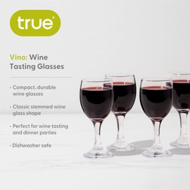 TRUE Vino Wine Tasting Glasses for Wine Board, Wine Small Glasses, Dessert Wine Glasses, Mini Wine Glasses 4.22oz Set of 4