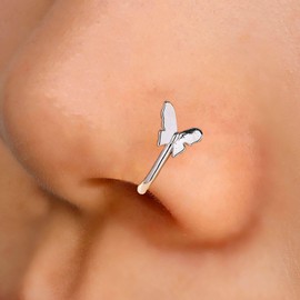 Andelaisi Boho Butterfly Clip On Nose Ring Vintage Butterfly Cuff Hoop Nose Ring Silver Butterfly Faux Clip On Nose Ring Butterfly Non Pierced Nose Ring Jewelry for Women