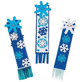 HAPPY DEALS ~ Snowman Snowflake Bookmark Craft Kits for Kids | 12 Pack