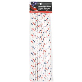 Chef Craft Eco Patriotic Paper Straws, .25 inches in Diameter, 10 inches in Length, Starred