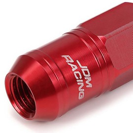 DNA MOTORING LN-ZTL-9015-15-RD 16Pcs M12 x 1.5 21mm OD/50mm Height Aluminum Open End Lug Nuts w/ 4 x Lock Nut, 1 x Lock Nut Key (Red)