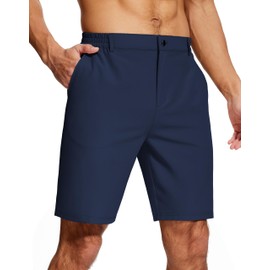 UPGET Men's Dress Golf Shorts with Pockets 9" Stretch Lightweight Quick Dry Hiking Shorts for Men Casual Fishing Navy L