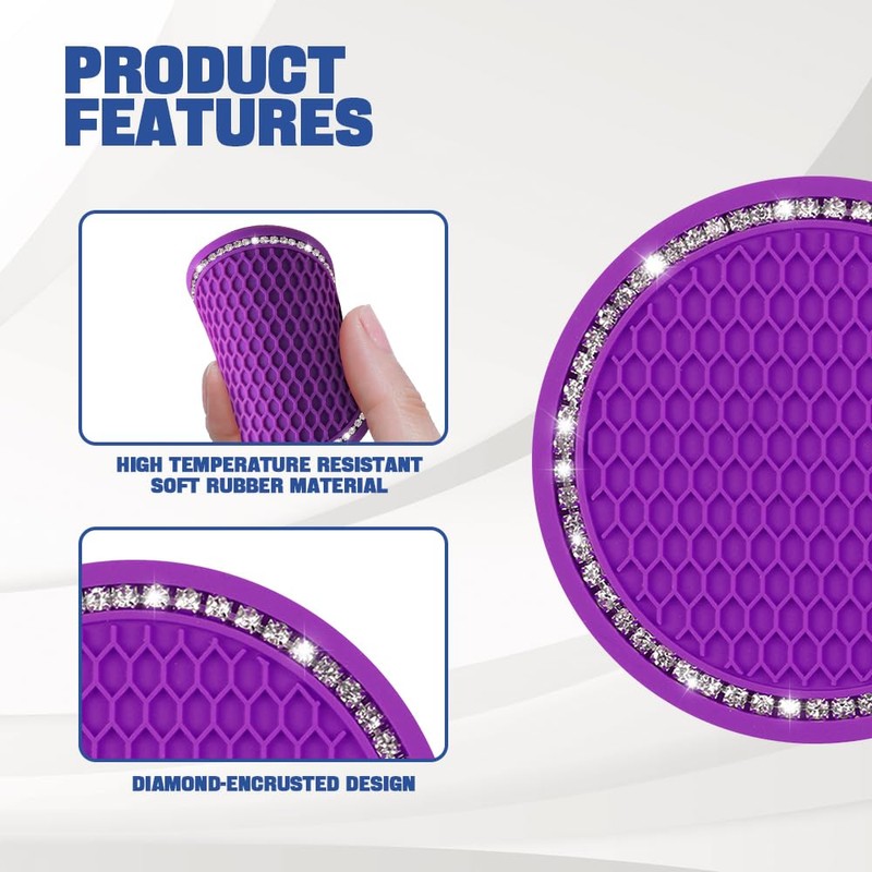 Car Cup Coaster, Anti Slip Shockproof Embedded Drink Mat, Silicone