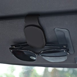 TIESOME Sonnenbrillenhalter für Auto Sonnenblende, Magnetische Auto Sonnenbrillenhalter Leder Brillenbügel Clip für Auto Ticket Card Clip Brillenhalter Auto Visier Zubehör (Schwarz)